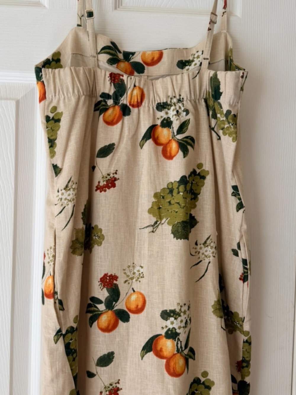 Abercrombie & Fitch Linen-Blend Button Skort - Tan Fruit Pattern - Size XS - NWT - Picture 3 of 4